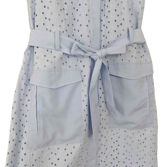 CeCe Cynthia Steffe Size 6 Shirt Dress Eyelet Sleeveless Collar Belted Pockets - Picture 9 of 14